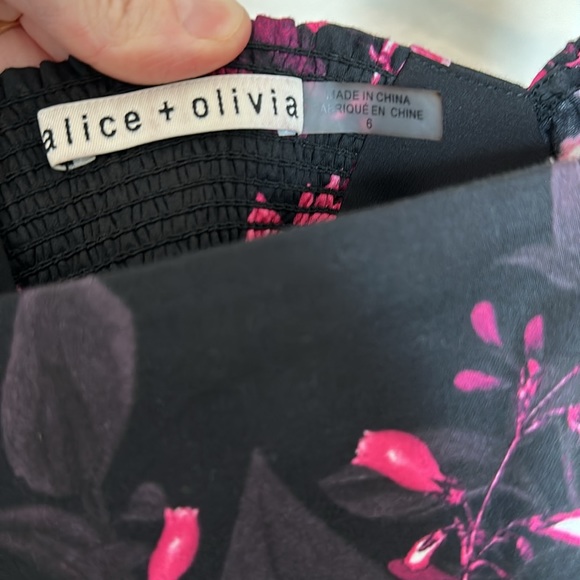 NWOT Alice & Olivia Emmalou Floral Tiered Stretch Cotton Mini Dress - Picture 7 of 8